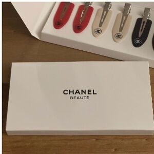 CHANEL Multi- Colored Hair Clips -Red-White-Black